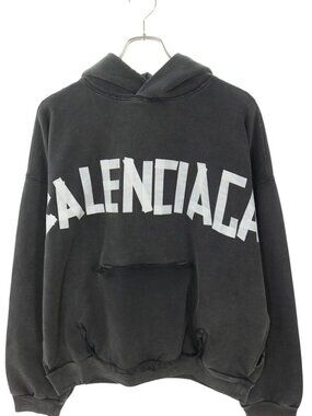Balenciaga Tape Logo Distressed Hoodie